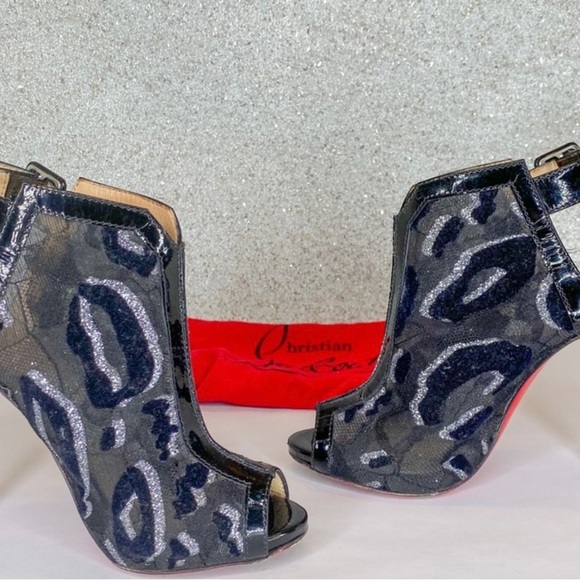 Christian Louboutin ankle strap booties (black & silver). - Picture 2 of 8